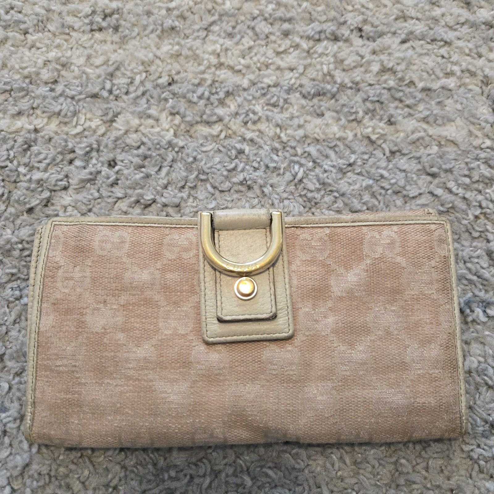 Vintage Gucci Bifold Wallet Canvas Authentic Pink